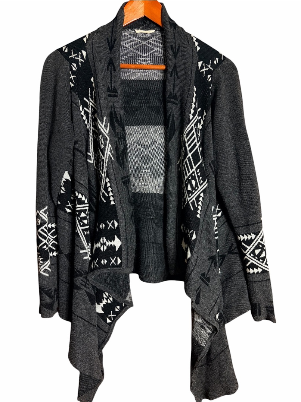 Southwestern Grey Black Cardigan Sweater Medium